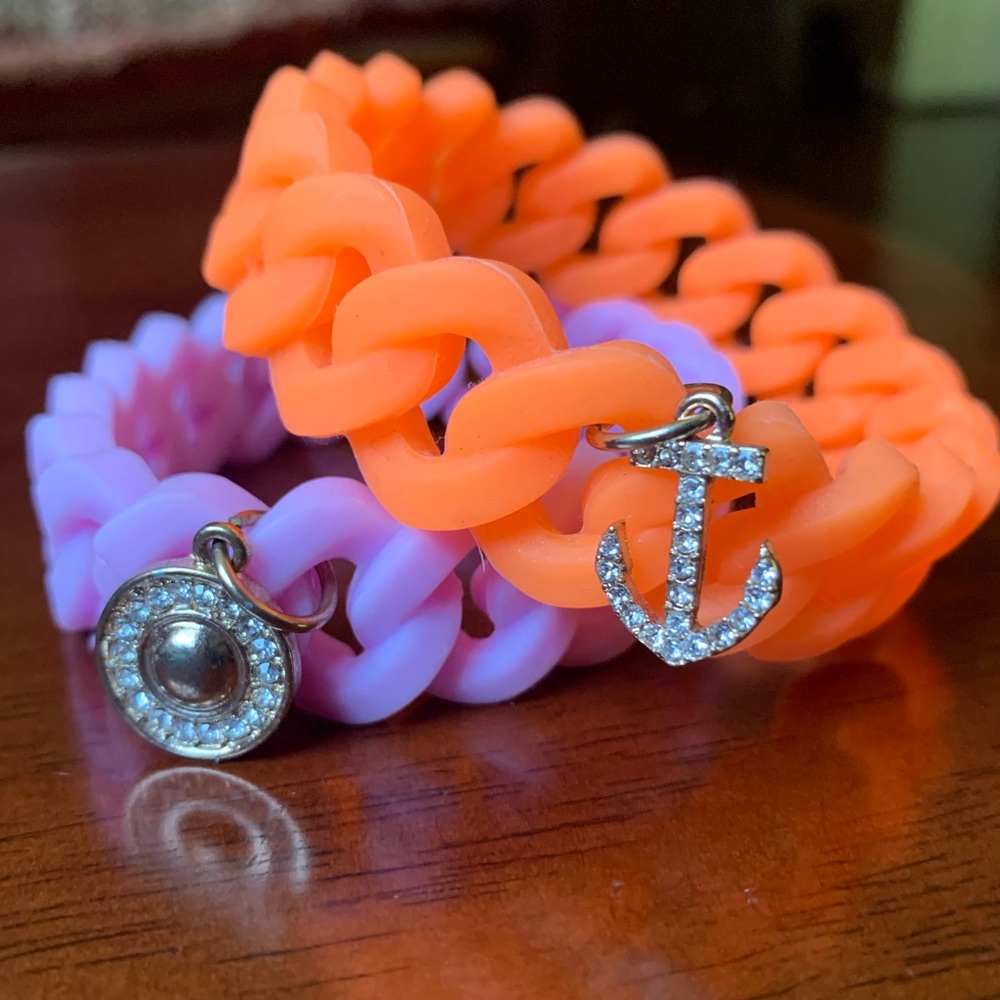 Set of Orange & Pink Silicone Bracelets